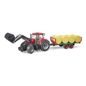 Tractor Bruder Case IH Optum 300 CVX cu încărcător frontal și transportor de baloți