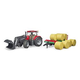 Tractor Bruder Case IH Optum 300 CVX cu încărcător frontal și transportor de baloți