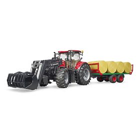 Tractor Bruder Case IH Optum 300 CVX cu încărcător frontal și transportor de baloți
