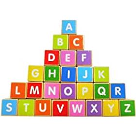 Tren din lemn cu cuburi educative mari alfabet ECOTOYS