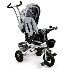 Tricicletă rotativă 360° Gri Delux cu baldachin ECOTOYS, EcoToys