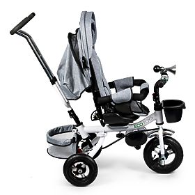 Tricicletă rotativă 360° Gri Delux cu baldachin ECOTOYS, EcoToys