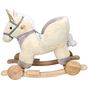 Unicorn de legănat cu scaun și roți