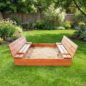 Ladă de nisip cu bănci închise 140 x 140 - impregnată