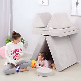 Canapea modulară mare pliabilă pentru copii DIY cu 8 perne moi - gri ECOTOYS