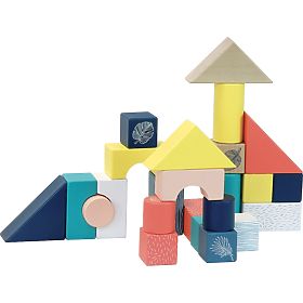 Vilac Cărucior din lemn cu cuburi colorate Canopée