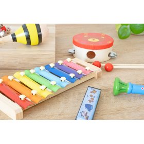 Xylophonic - Set de 7 instrumente muzicale din lemn, Ourbaby